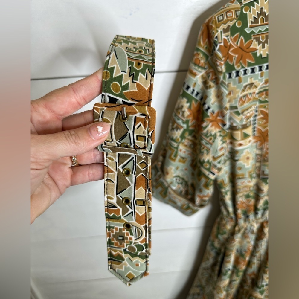 Vintage Brownstone Studio Womens 8 Shirt Dress Geometric Print Retro Midi Button - Picture 9 of 9